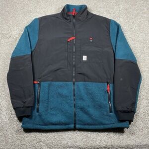 Topo Designs Subalpine Jacket Mens 2XL Teal Black Fleece Zip Pockets Outdoor